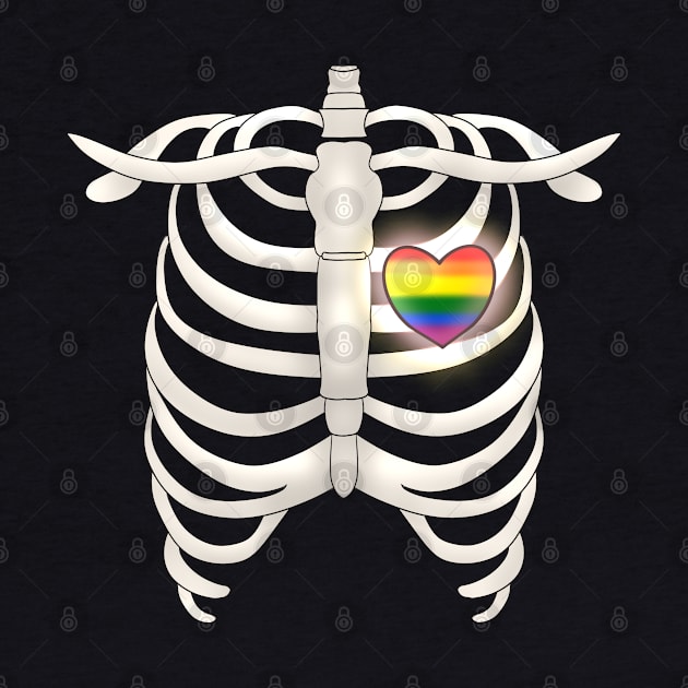 Ribcage With A Rainbow Heart by TheQueerPotato